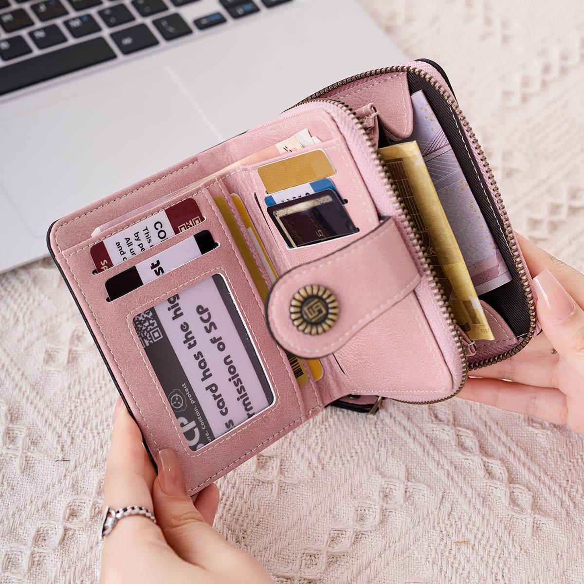 

Модный женский кошелек 2025 года с вырезами, короткий, с большой вместимостью, на молнии для монет и ретро-картхолдер