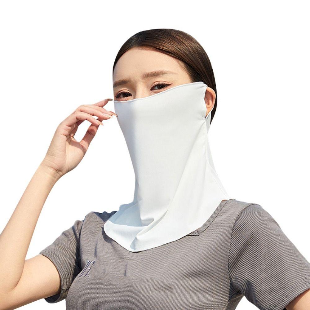 Anti-UV Ice Silk Neckline Face Gini Mask With Neck Flap Driving Face Shield Veil  Fishing
