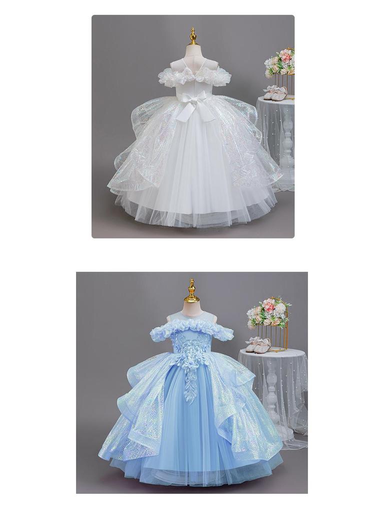 Dziewczęca Sukienka Księżniczki z cekinami na Wesela, Występy na Pianinie, Urodziny i Wieczorne Imprezy