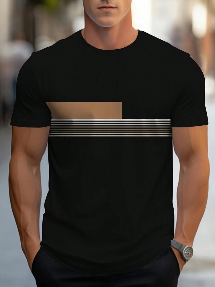 Sommer Herren Einfaches T-Shirt mit Buchstabenmuster Aufdruck Lässiges Sportliches Lockeres Rundhals Oberteil City Time Täglich Vielseitig Kurzärmelige Kleidung