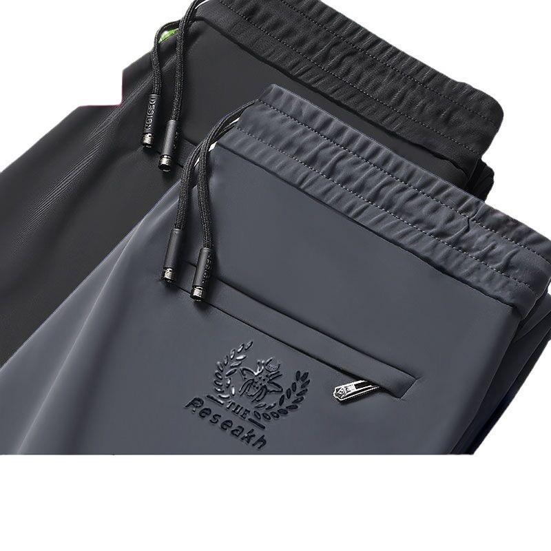 Calças Retas de Verão Masculinas de Seda Gelo de Secagem Rápida - Finas, Modernas, para Negócios e Esporte Casual