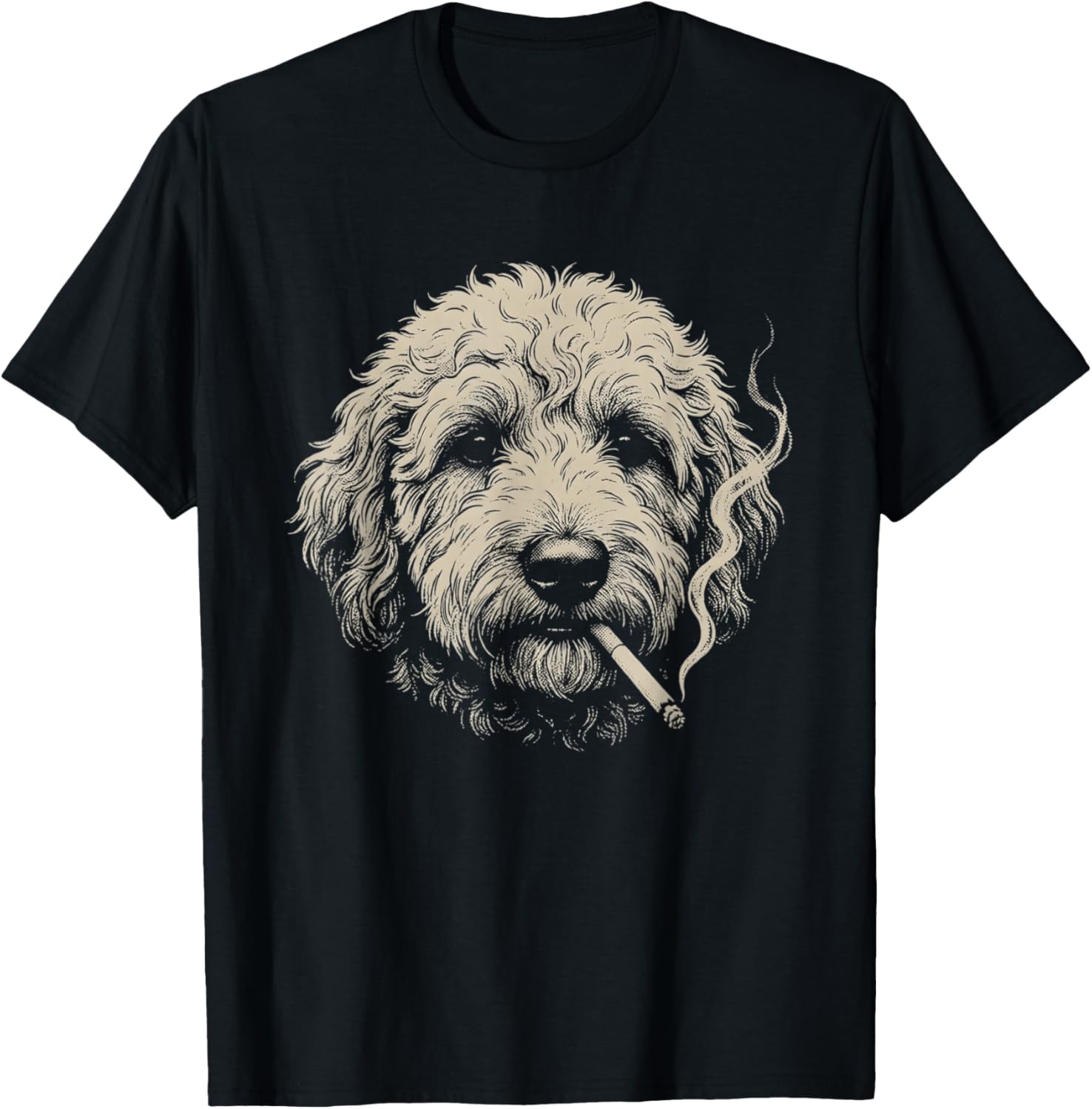 Dog Smoking Cigarette Funny Goldendoodle Meme T-Shirt S