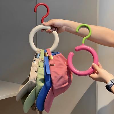 Round Ring Hooks for Bags and Hats, Non-marking, Non-slip Storage, Non-deformable, Rotatable Wardrobe Decorative Hooks