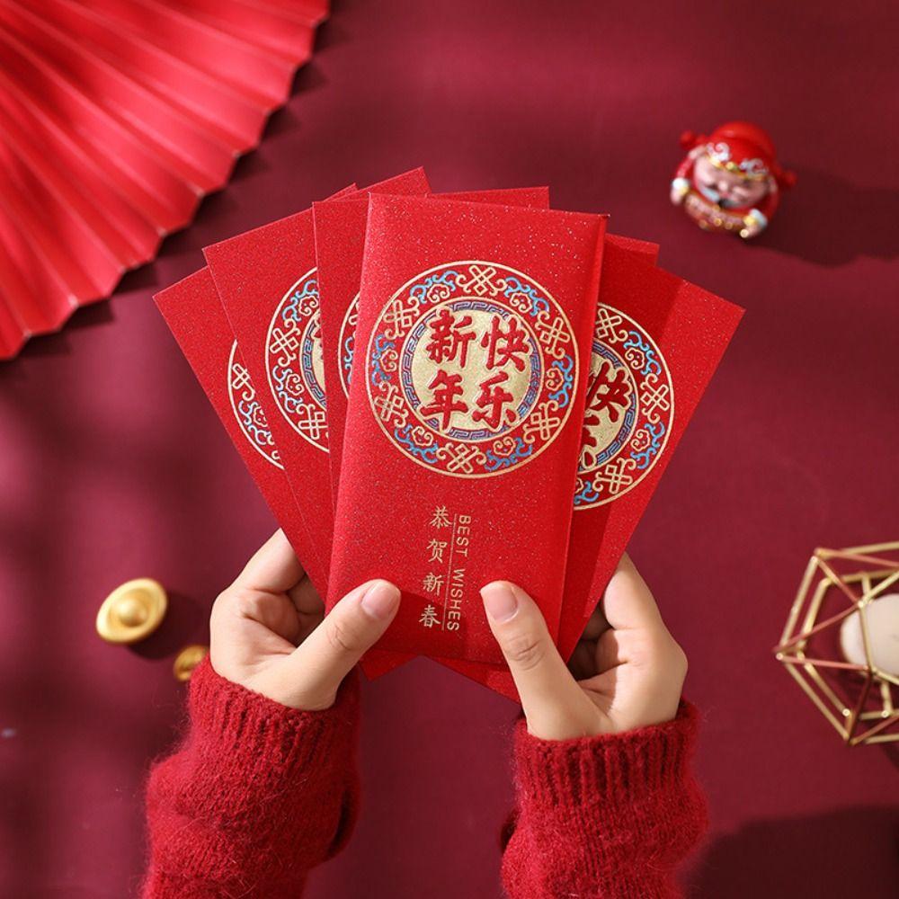 6PCS Chinese Style Luck Money Envelopes Red Pocket Money Pocket  Spring Festival