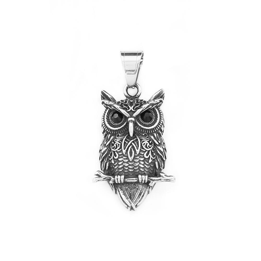 Punk Vintage Edelstahl Eule Anhänger Halskette Hip Hop Tier Amulett Halskette für Männer Frauen Schmuck Geschenk Dropshipping