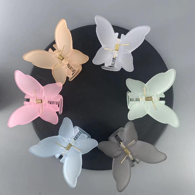 Pinza per Capelli a Forma di Farfalla Trasparente Satinata per Donna - Accessorio per Capelli di Nicchia Trendy