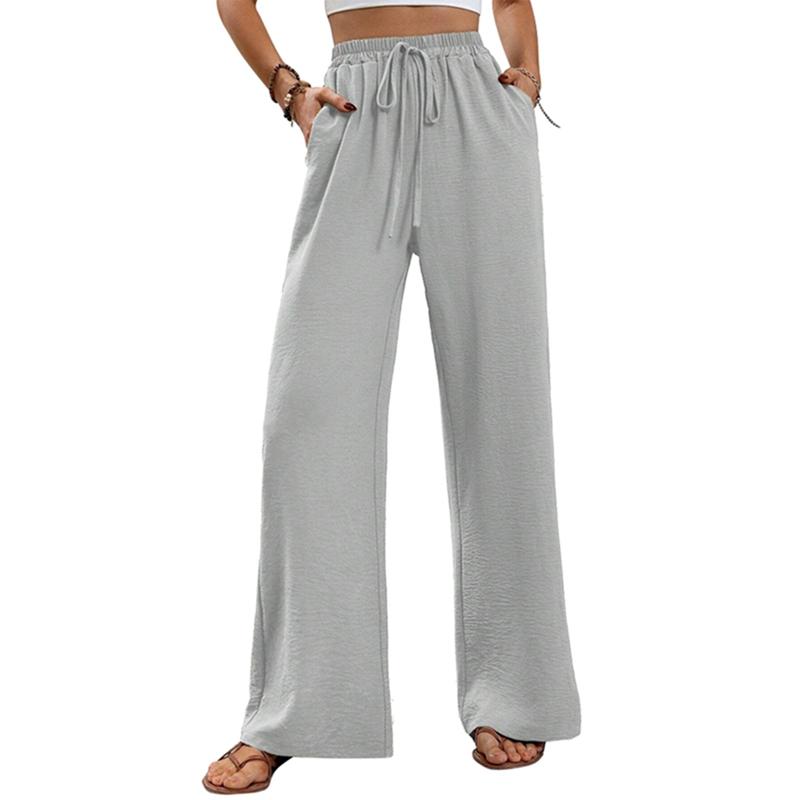 Women s Solid-Color Casual Wide-Leg Pants L