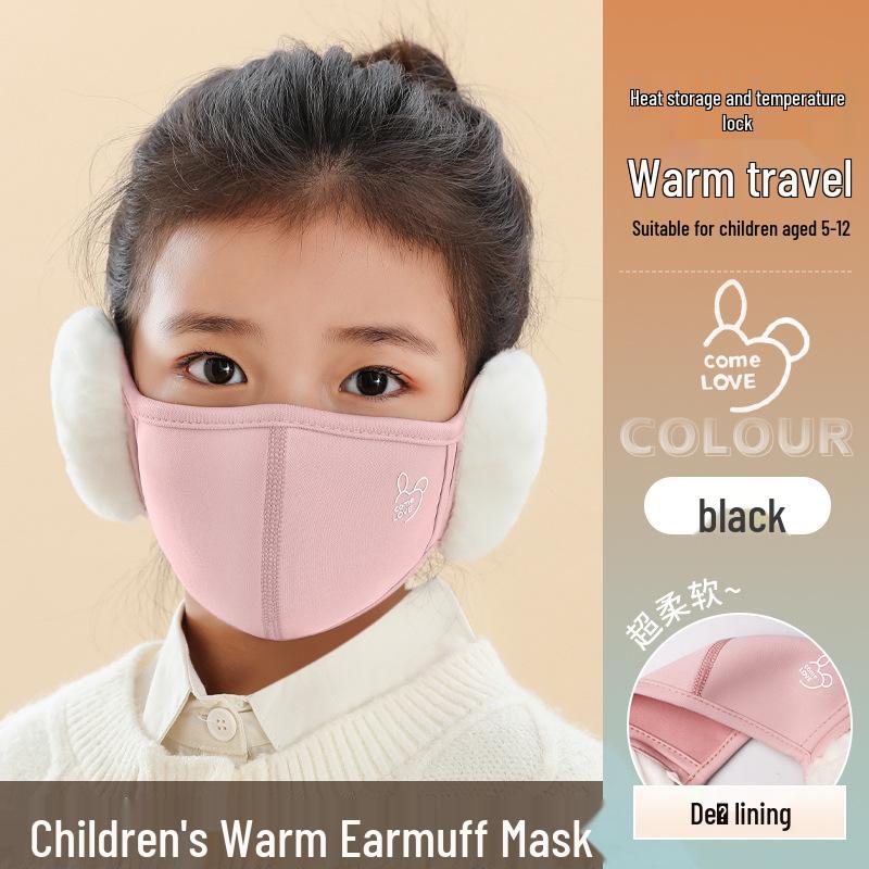 Kids' Cute Winter Earmuff Face Mask: Warm, Windproof, Breathable for School & Cycling