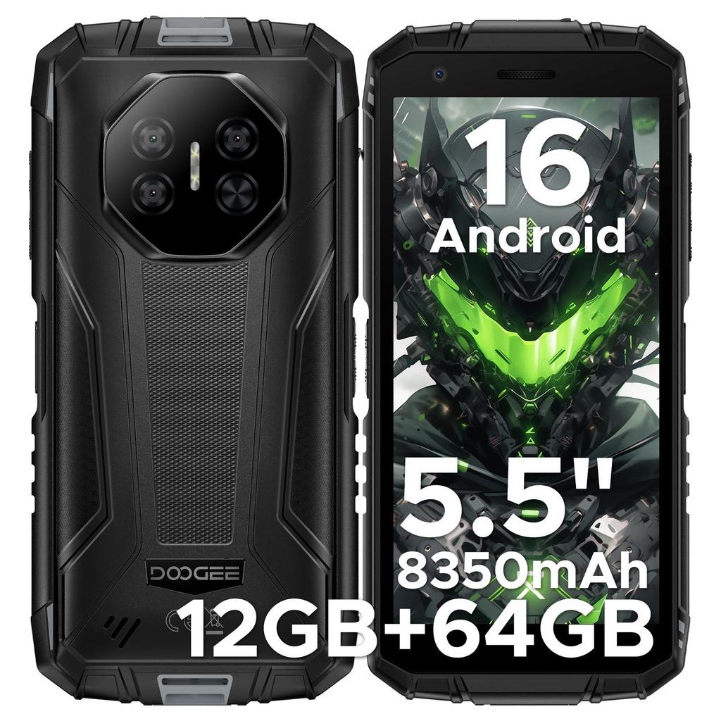 DOOGEE Fire 3 Rugged Smartphone, 8350mAh, Octa Core Android 16 Phone, 5.5", 12GB+64GB/2TB, 3.5mm Headphone Jack, Face ID/OTG/NFC
