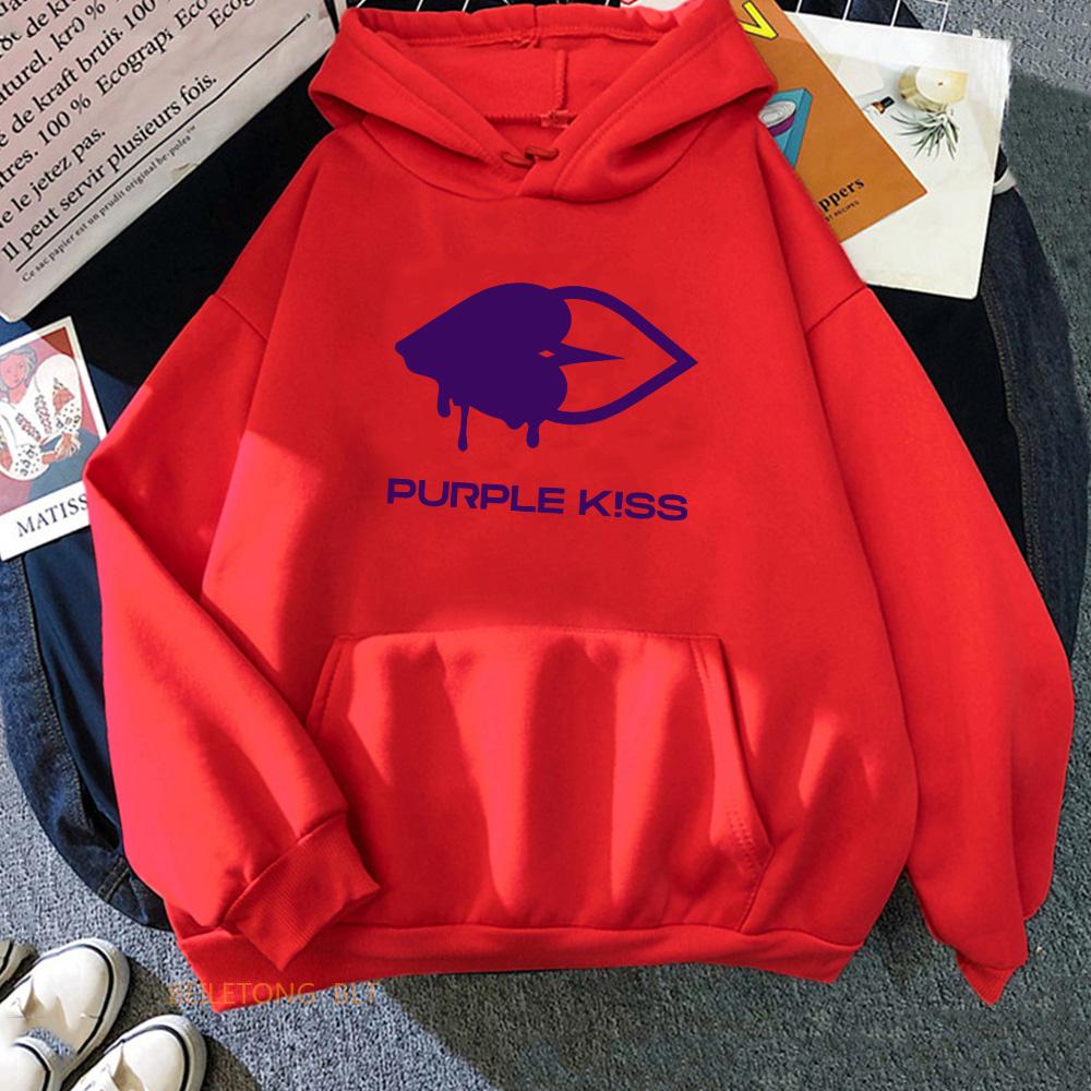 Purple Kiss Hoodies  Girls Band Graphic Printing Sweatshirts Spring Long Sleeve Hooded Pullovers Sudaderas Clothes