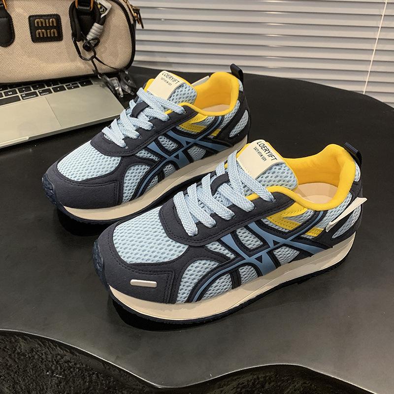 2025 Summer New Mesh Breathable Thick-soled Dad Shoes Women's Versatile Soft-soled Retro Casual Fashion Sneakers