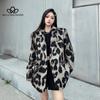 Hrubý vlnený kabát s leopardím vzorom Dámsky zimný voľný rozšírený oblek Top Dámsky kabát na ležérny štýl vysokej kvality