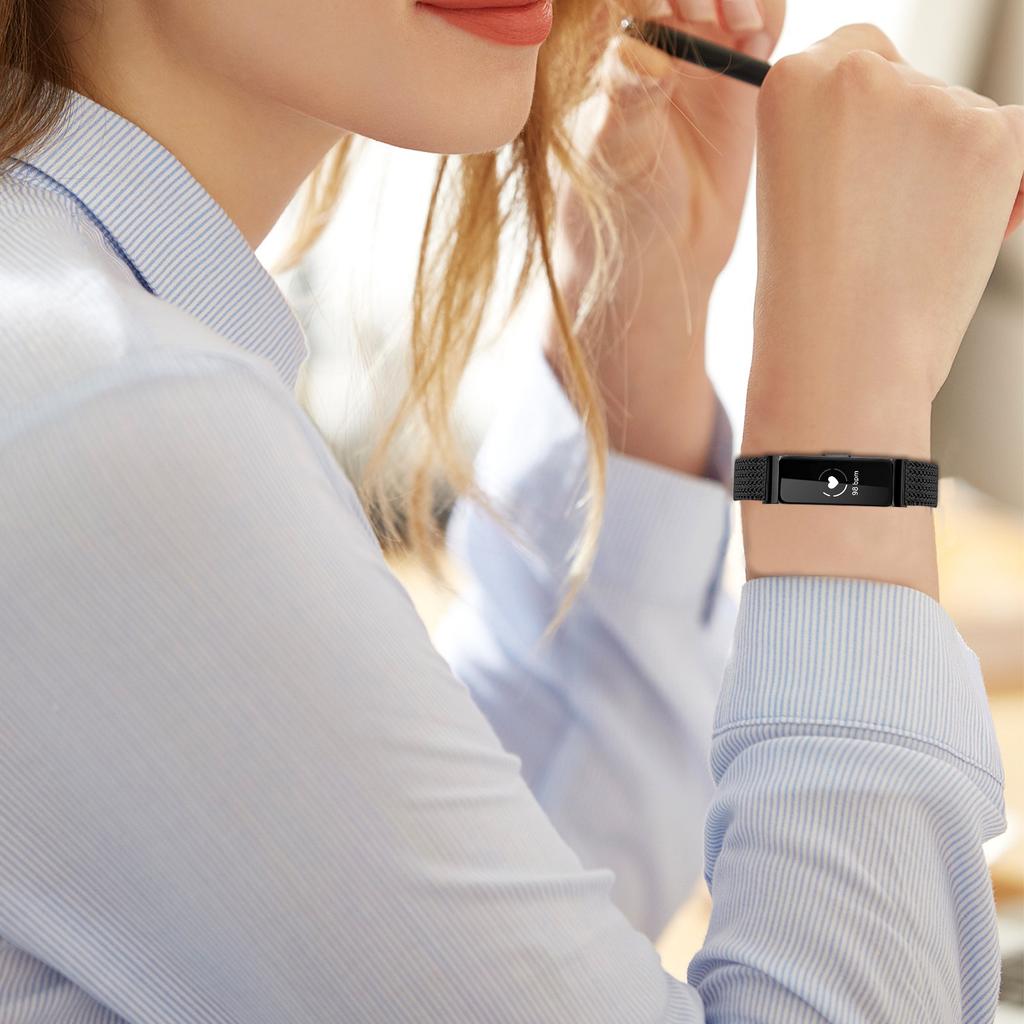 Milanese Stainless Steel Band for Fitbit Inspire HR/Inspire 2/Inspire Herringbone Black Watch Strap