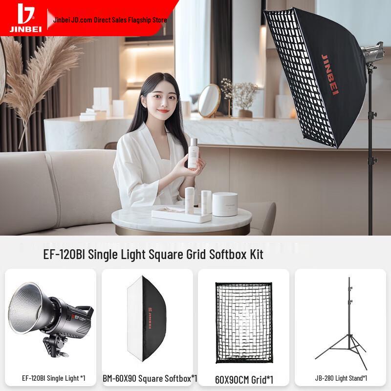 JINBEI EF-120BI LED Video Light with BM60*90 Grid