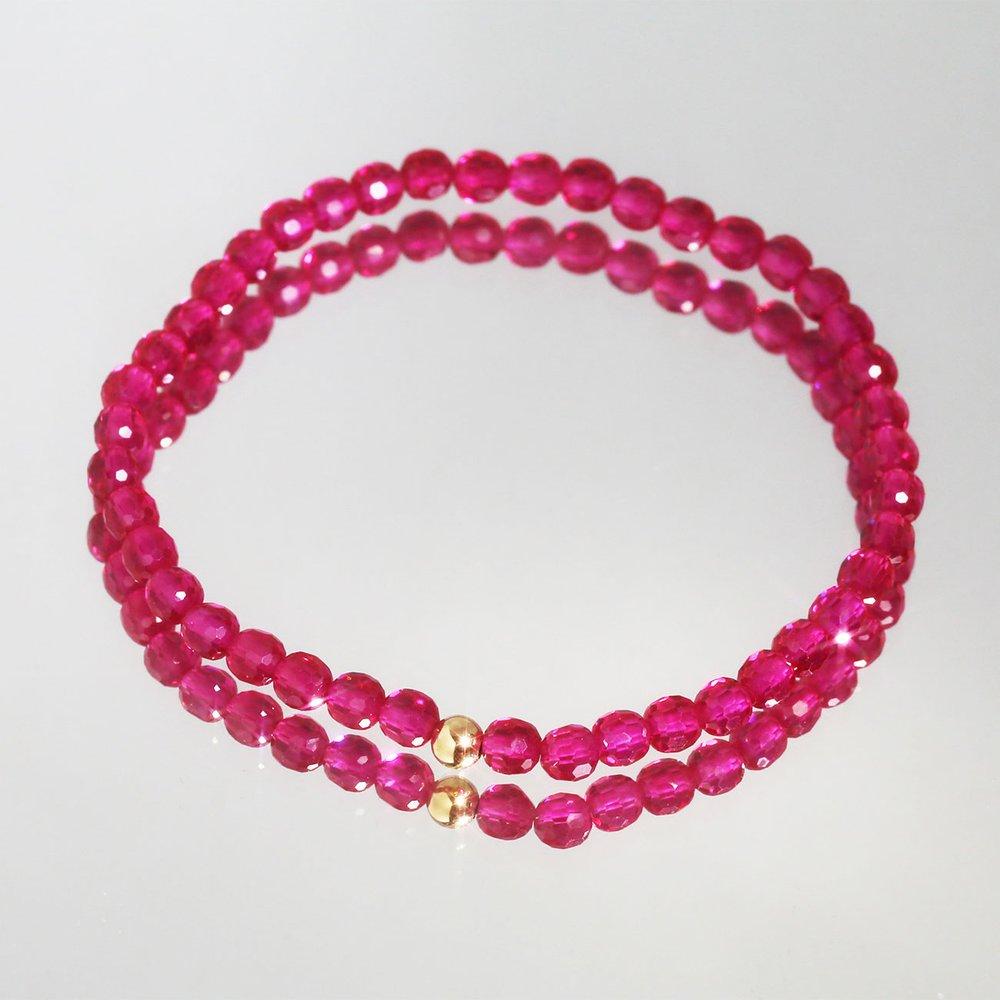 14K Gold Ball Ruby Gemstone Bracelet, July Birthstone