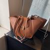 Designer-Edit Large Tote Bag Trendy Lock Detail Satchel, Chic Underarm Purse for Women, Minimalist Crossbody & Work Bag