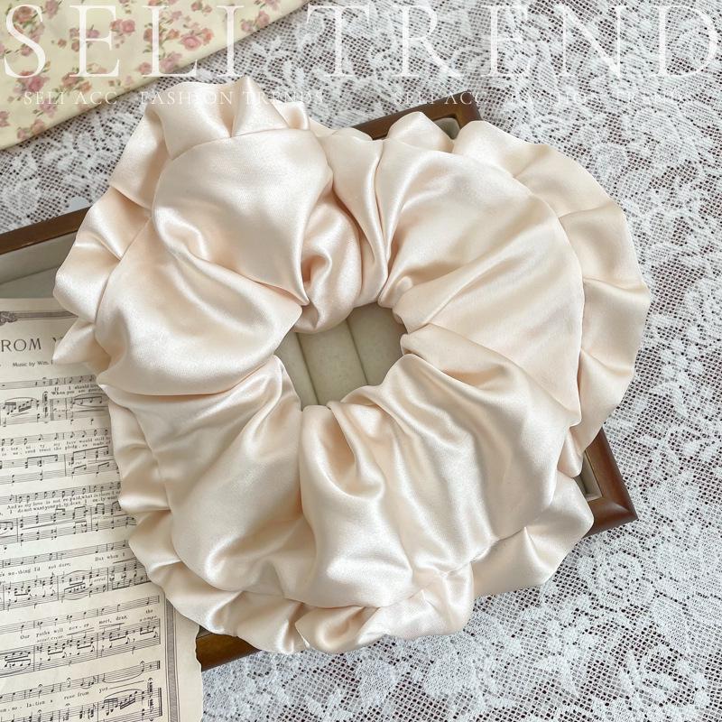Large 20CM Korean Satin Scrunchie: Classic French Silky Hair Tie & Elegant Headband Accessory