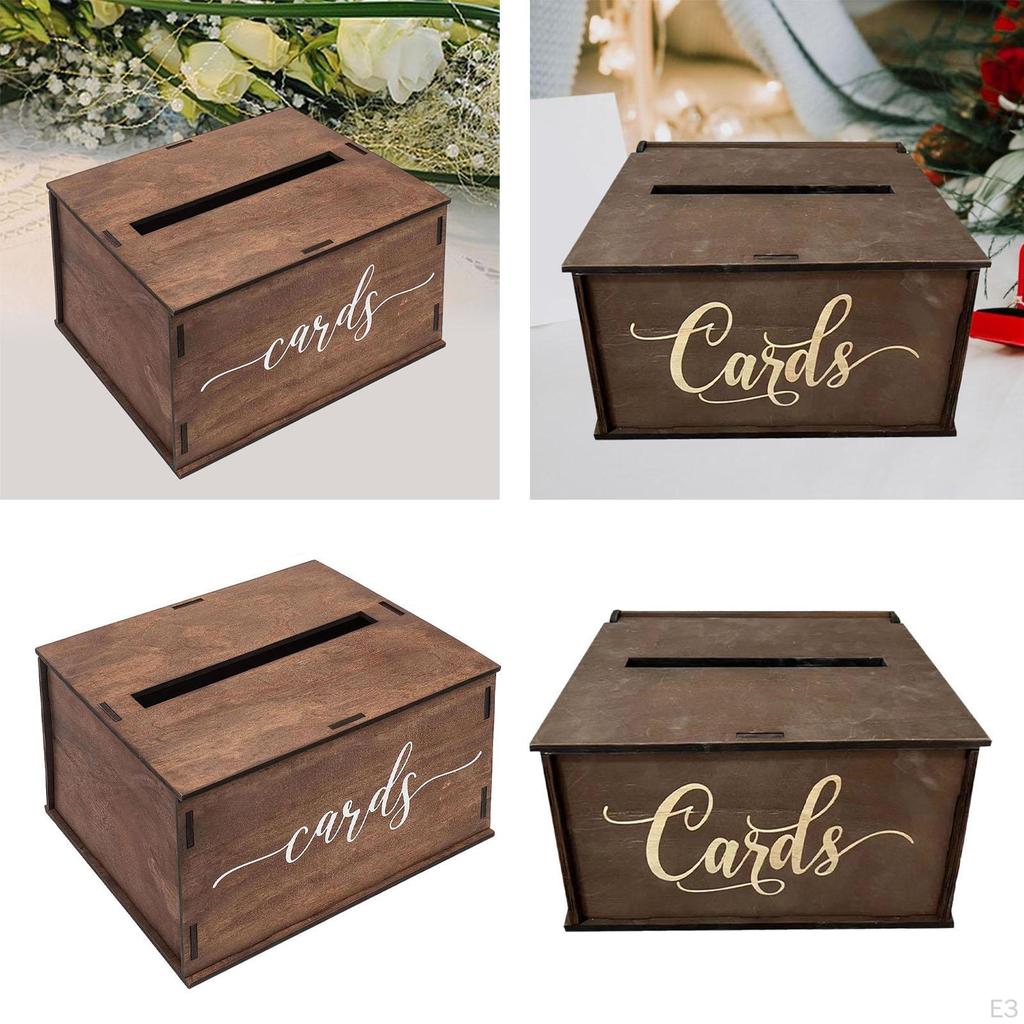 Decorative Wooden Storage Box for Wedding Cards, with Slotted Card Holder, Ideal Birthday