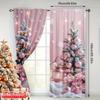 2pcs  Sweet Pink Snowman Pattern Curtains   Cute Design Light - Filtering Polyester Curtains for Christmas Home Windows