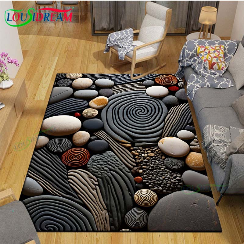 3D Funny Pebble Decor Carpet for Outdoor Balcony Garden Coffee Table Bedroom Area Rugs Kitchen Un-slip Floor Mat Alfombra Gift