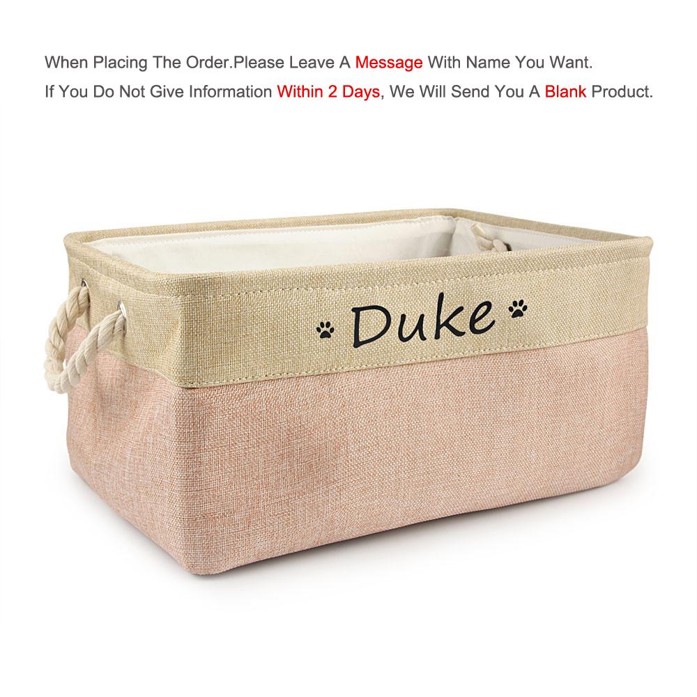 

DIY Personalized Cat Dog Clothes Container Pet Toy Basket Foldable Box Bin Print Storage For Custom Name S 31X21X12cm