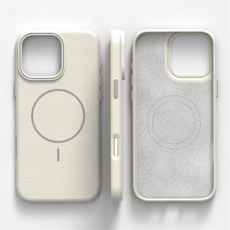 Ultrathin Simple Magsafe Phone Case For Iphone 16 Pro Max 15 Pro 14 13 12 Lichee Pattern Hit Color Lens Wireless Charging Cover