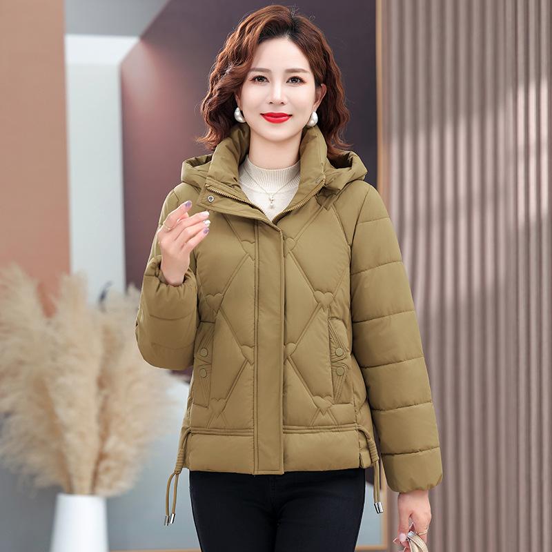 Jachetă de iarnă groasă și călduroasă pentru femei, scurtă, cu glugă detașabilă, rezistentă la vânt