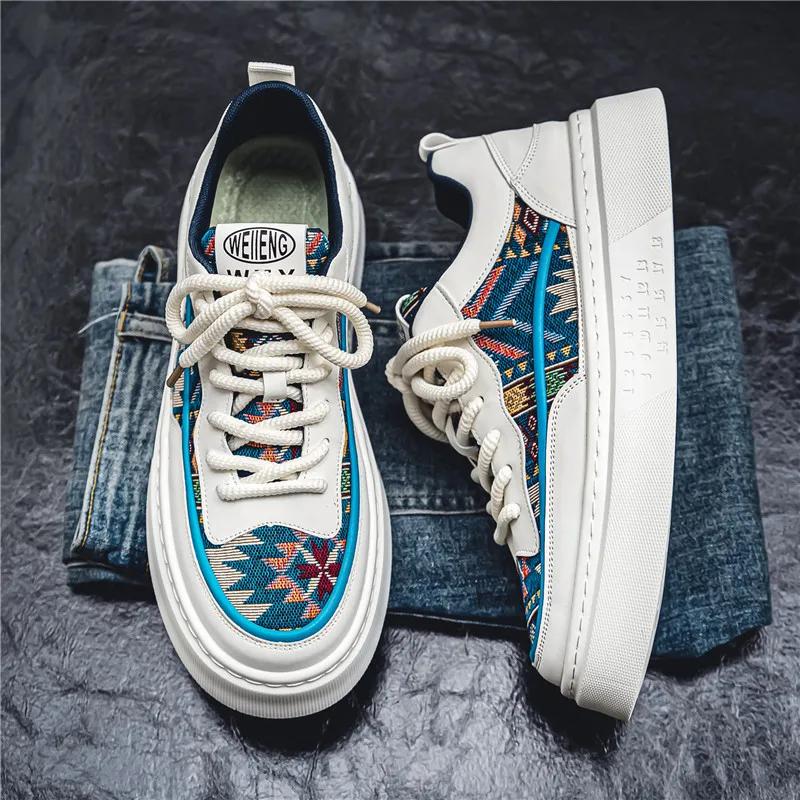 Fashion 2024 New Fashion Men Outdoor Casual Shoes Comfortable Durable Thick Sole Sneakers Breathable Lace Up Flat Shoes Free of Shipping