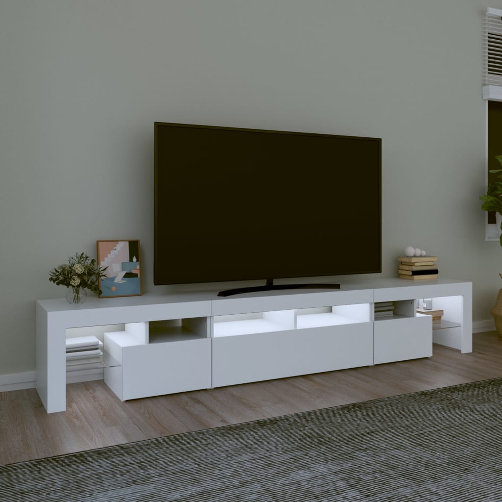 Vidaxl Szafka Pod Tv Z Oświetleniem Led, Biała, 230X36,5X40 Cm