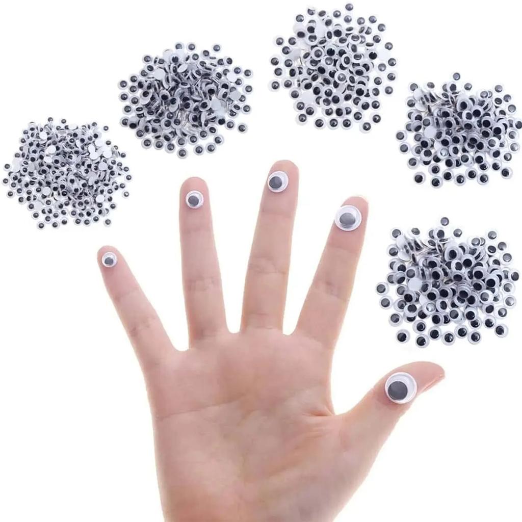 500pcs Swing Eyes Self-adhesive Black White Goose Eyes for DIY Crafts Decoration