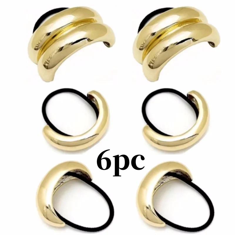1/3/6pcs Geometric Hair Ties Golden Elegant Elastic Hair Rope U-Shaped Ponytail Holder Fashion Hair  for Woman Accessories