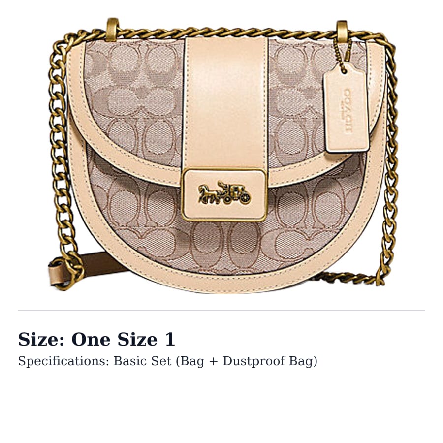 COACH Alie Canvas With Leather Saddle Bag, Shoulder Bag, Crossbody Bag Small Women's Khaki White C3464-B4SHG