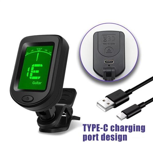 Guitar Tuner Clip-on, Guitar Tuner for Stringed Instruments - Rechargeable Tuner Clip-on Bass - Digital Portable String Instrument Tuning Device for B