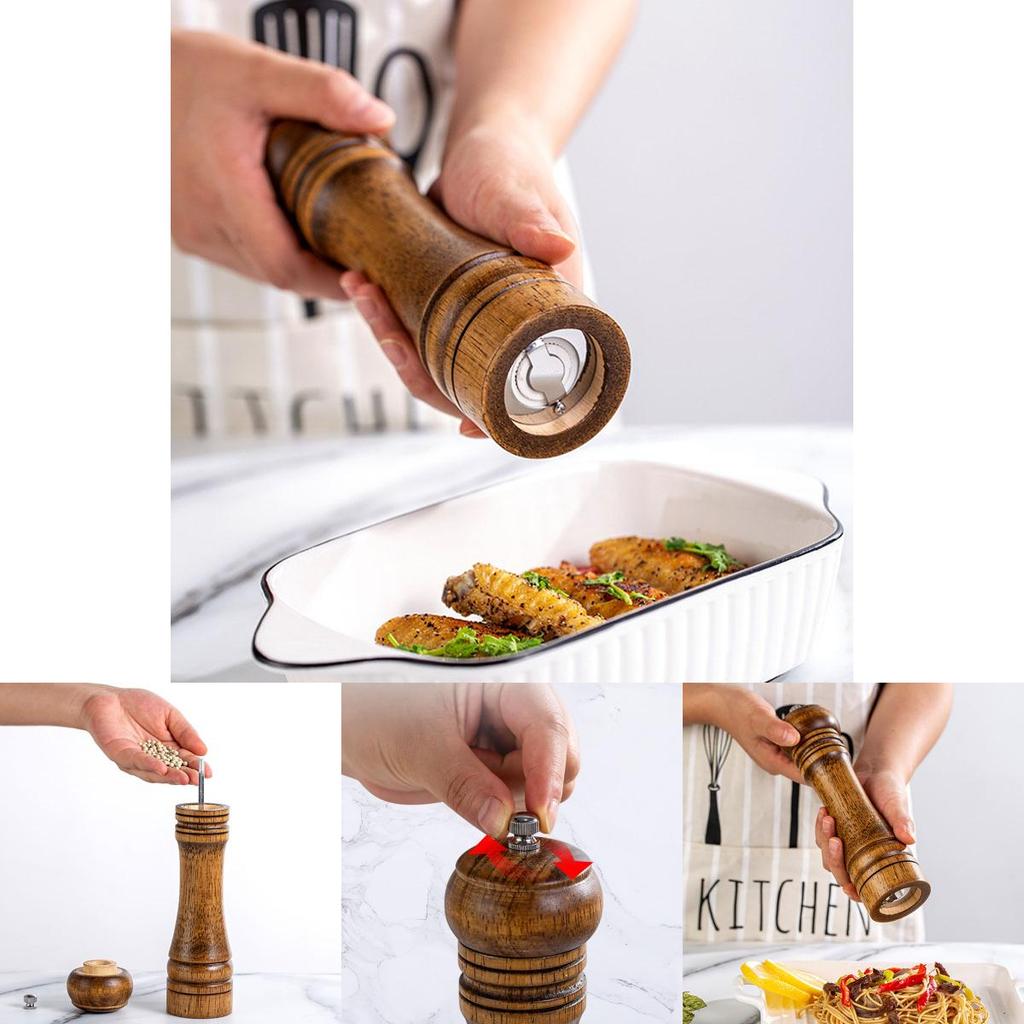 Cooking And Salt Pepper Grinder Hand Movement Oak Wood Pepper Mill Tool Kitchen