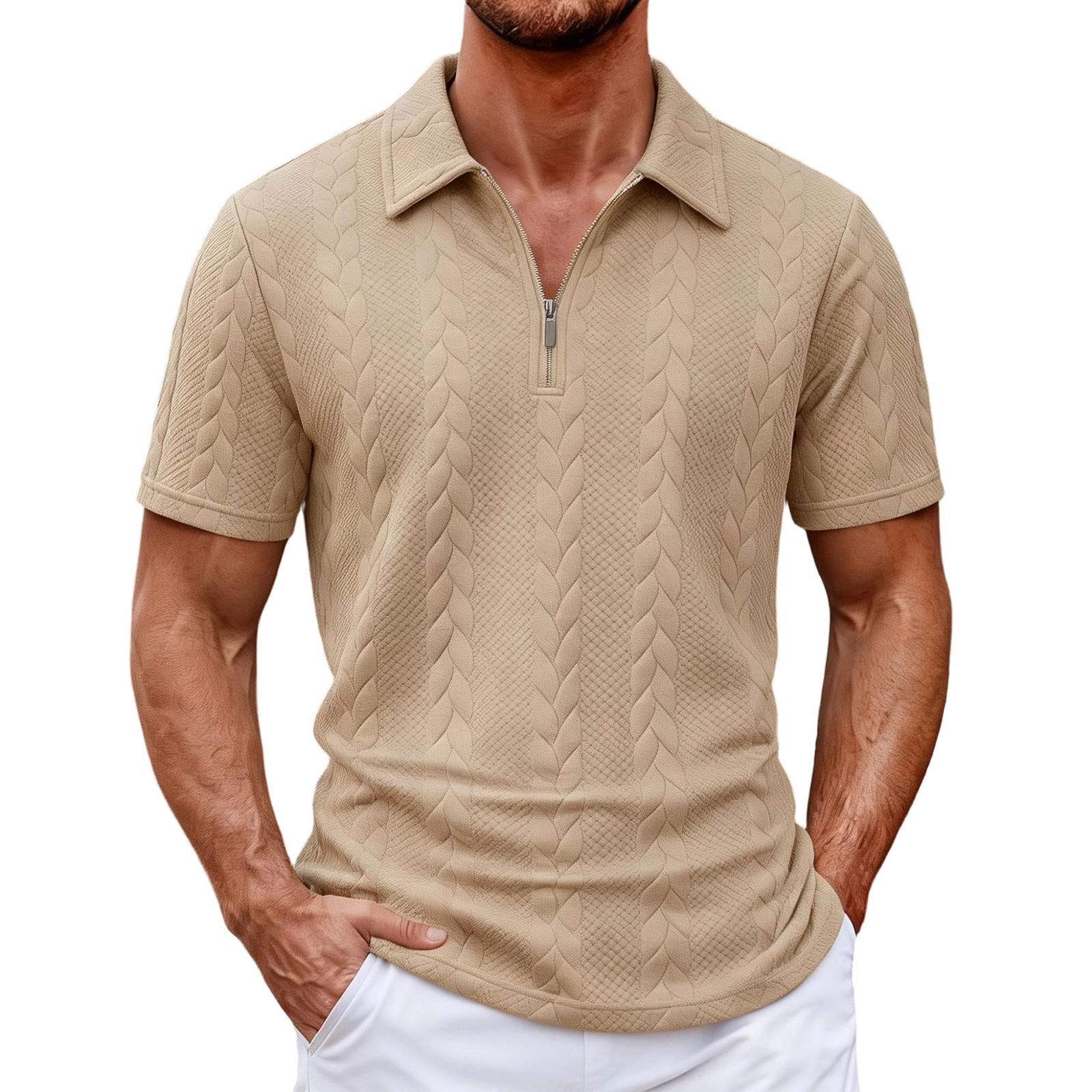 

Men s Sweatshirt - Turned Collar - Half-zip Pullover Short-sleeved Shirt XXXL хакі