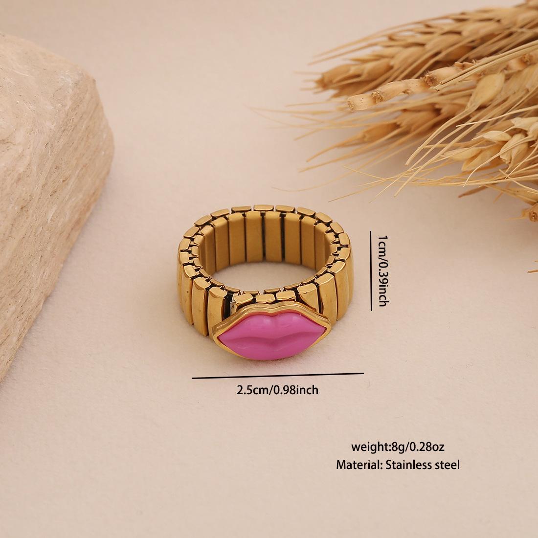 New Western style unique lips bangle ring set jewelry cross-border titanium steel hand accessories