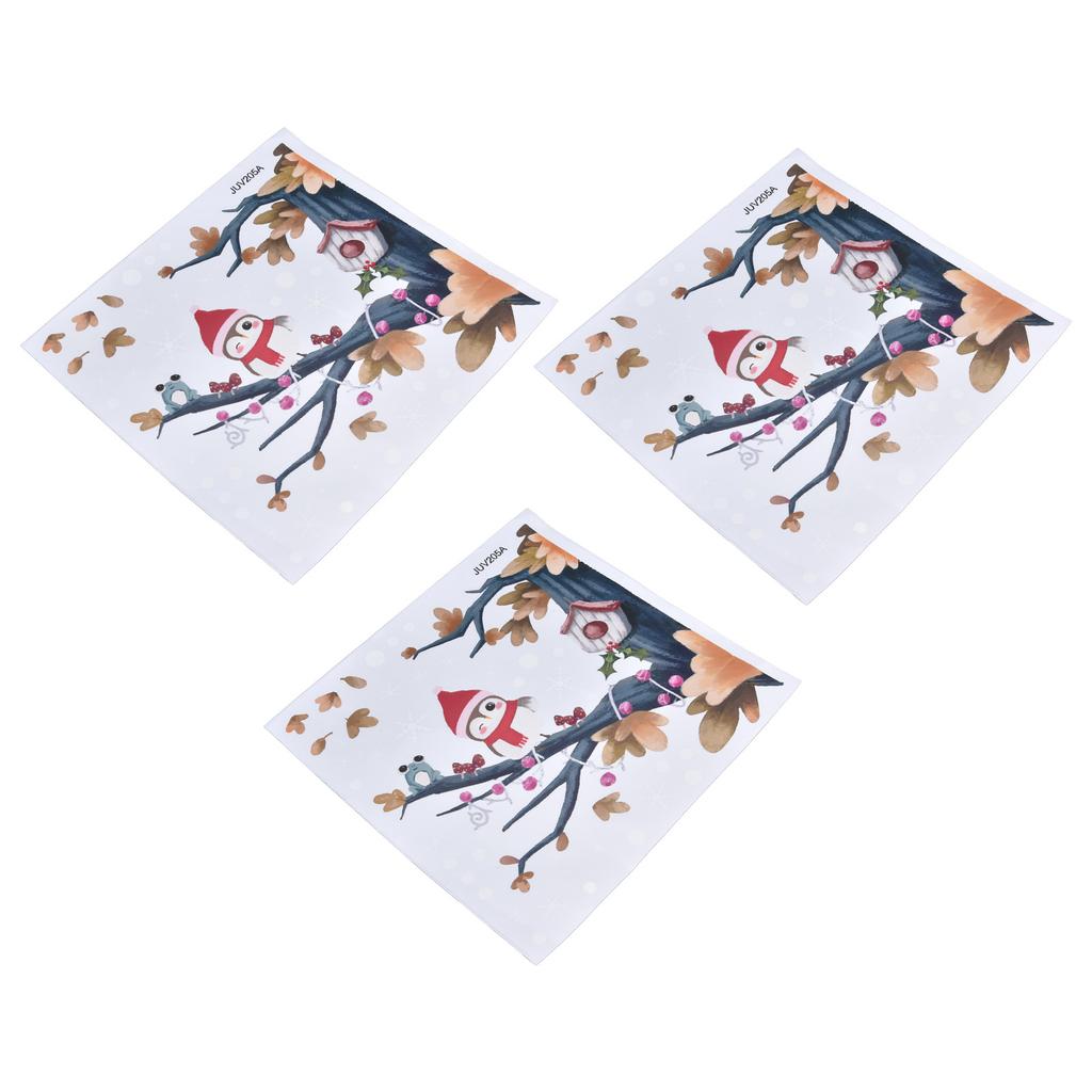 3Pcs Owl On A Tree Branch Sticker Innovative Self Adhesive Christmas Decal for Home Shop Store