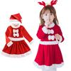 Santa Cosplay Christmas Costume Kids Costume Santa Claus Girls Costume Cute Warm Santa Clothes Headband with Hat Fluffy Christmas Santa Costume