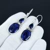 Elegant Blue Sapphire Gemstone Earrings, 925 Sterling Silver Earrings, Unique Design Jewelry, Dangle Drop Earrings For Birthday Gifts