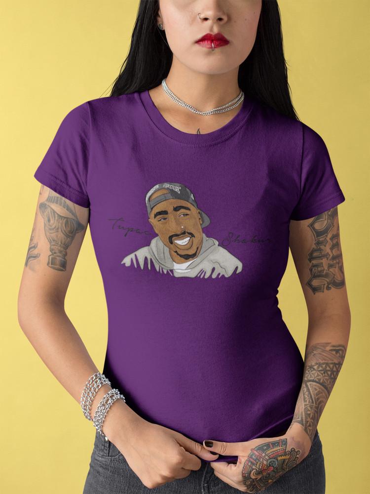 

2pac Hip Hop Comic Tupac Shakur Shirt Rapper RIP Music Two Pac T-Shirt Women L