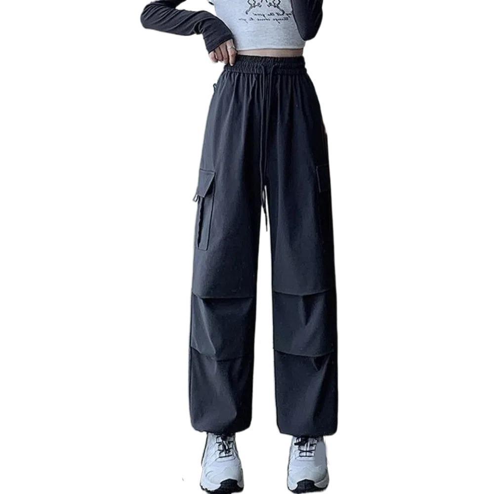 Solid Color High Waist Trousers Straight Sweat Pants Women Fashion Wide Leg Loose Pants  Sports