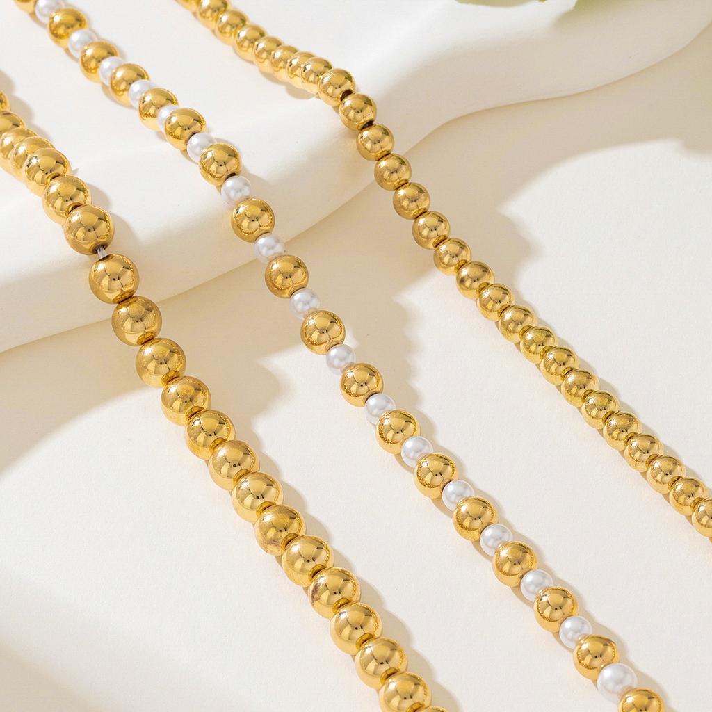 3 pieces of simple and chic metal chain creative thick chain beads multi-layer necklace suitable for women, daily wear at parties