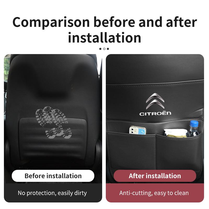 Car Seat Full Protective Cover Anti-Kick Mat Leather Pad Auto Accessories For Citroen C4 C3 C5 C1 C2 Berlingo Celysee Cactus