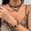 Long Rope Chains with Button Pendant Necklace and Bracelet Jewelry Sets for Women Trendy Accessories 2023 Fashion Jewelry Female