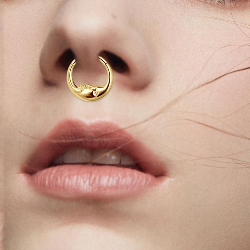 Elegante Neusring met Maan Waterdruppel Schitterende Neus Sieraden Unieke Maanvormige Neusring Versiering voor Dagelijks Gebruik