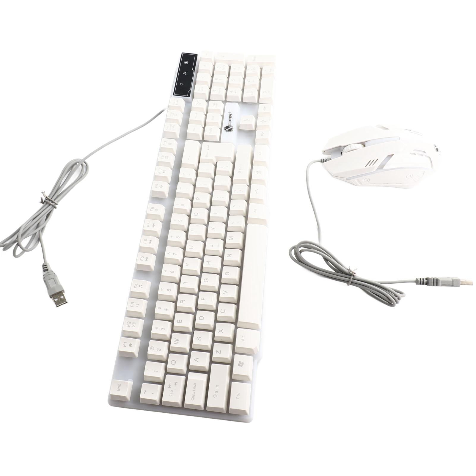 

Ігрова USB-клавіатура та USB-миша Комбінована клавіатура зі світлодіодним підсвічуванням. Міцна, барвиста, що світиться, ігрова білий