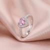 Heart Ring Adjustable for Women Zircon Love Shaped Open Ring Silver Color Romantic Promise Jewelry Gift
