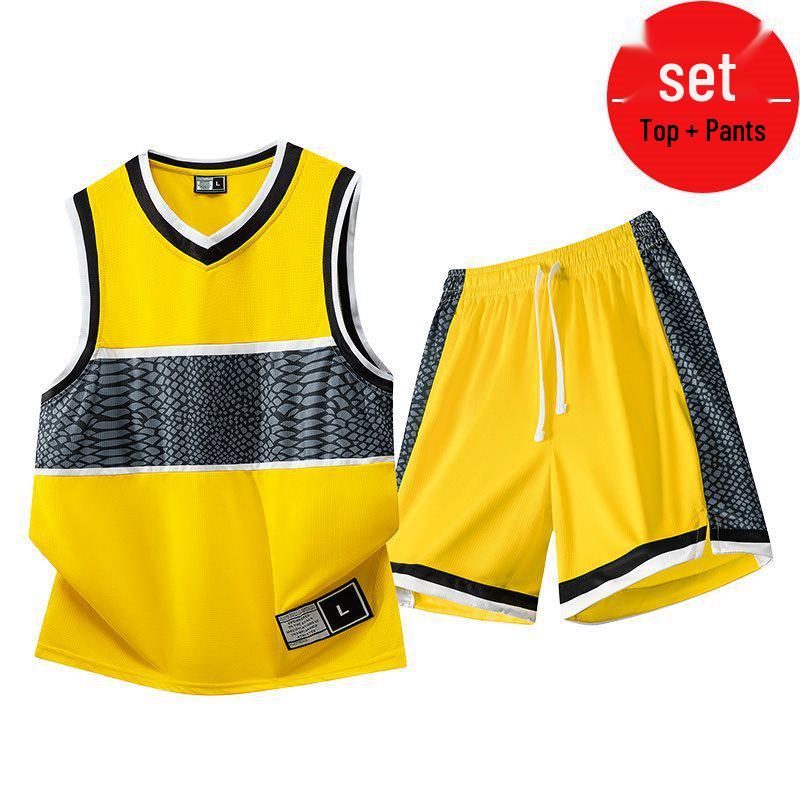 

Men s Quick-Dry Ice Silk Sports Set: Loose Short-Sleeve Vest and Shorts for Running, Training, and Ball Games 6XL жёлтый