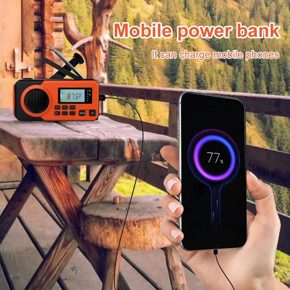 5000mAh Hand Crank Solar Power Radio Portable AM/FM/SW Weather Radio with SOS Alarm Flashlight Powerbank Outdoor Emergency Radio