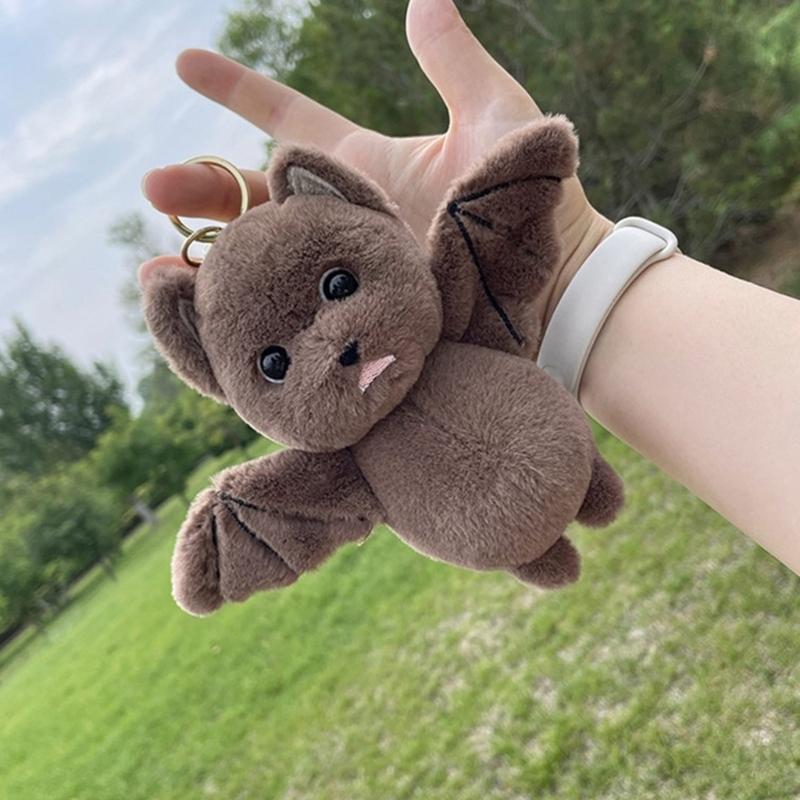 Bat Plush Toy Keychain Soft Stuffed Animal Bag Charm Backpack Pendant Accessory Handmade Halloween Room Decoration